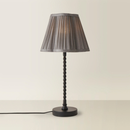 ValueLights Maeve Dark Grey Pleated Faux Silk Scallop Shade Black Bobbin LED Table Lamp - Size: 37.3 x 25 x 25cm - Wilko - thumbnail 6