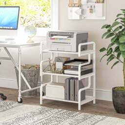 HOMCOM White 3 Shelf Metal Storage Shelf - Size: 77 x 40 x 55cm - Wilko