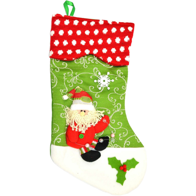 Shatchi Xmas Stocking Sack Sock 50cm - Size: 5 x 22 x 50cm - Green - Wilko - image 1