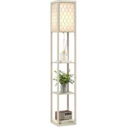 Portland 3 Shelf Oak Floor Lamp - Size: 160 x 26 x 26cm - Brown - Wilko - thumbnail 1
