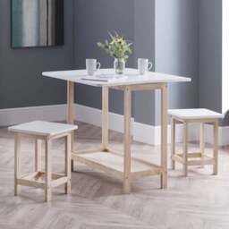 Julian Bowen Bergen 2 Seater Foldable Bar Set White and Natural - Wilko