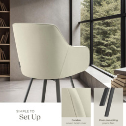 tectake Hellen Set of 4 Cream and Black Shell Shaped Velvet Accent Chair - Size: Single - Wilko - thumbnail 5