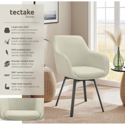 tectake Hellen Set of 4 Cream and Black Shell Shaped Velvet Accent Chair - Size: Single - Wilko - thumbnail 7