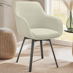 tectake Hellen Set of 4 Cream and Black Shell Shaped Velvet Accent Chair - Size: Single - Wilko - thumbnail 1