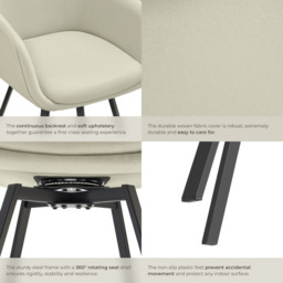 tectake Hellen Set of 4 Cream and Black Shell Shaped Velvet Accent Chair - Size: Single - Wilko - thumbnail 6