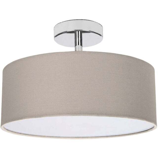 Happy Homewares Grey Linen Semi Flush Ceiling Light with Diffuser - Size: 19 x 30 x 30cm - Wilko - image 1
