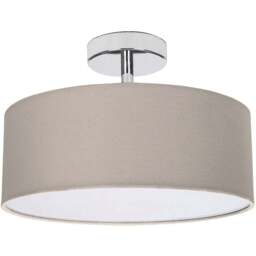Happy Homewares Grey Linen Semi Flush Ceiling Light with Diffuser - Size: 19 x 30 x 30cm - Wilko - thumbnail 1