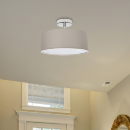 Happy Homewares Grey Linen Semi Flush Ceiling Light with Diffuser - Size: 19 x 30 x 30cm - Wilko - thumbnail 3