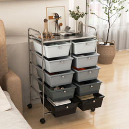 Costway 10 Drawer Black and Grey Storage Rolling Cart - Size: 65.5 x 37 x 87cm - Multi - Wilko - thumbnail 5