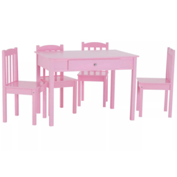 Premier Housewares Kids 4 Seater Pink Table and Chair Set - Size: 90 x 60 x 64cm - Premier Kids - Wilko - thumbnail 3