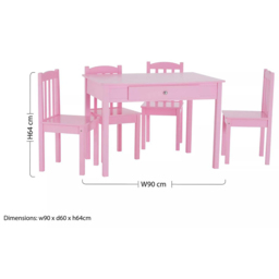 Premier Housewares Kids 4 Seater Pink Table and Chair Set - Size: 90 x 60 x 64cm - Premier Kids - Wilko - thumbnail 4