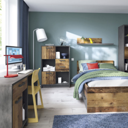 Florence Brooklyn Single Door Single Drawer Desk Walnut and Dark Matera Grey - Size: 52 x 120 x 74cm - Furniture to Go - Wilko - thumbnail 5