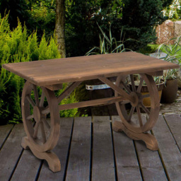 Outsunny Fir Wood Natural Garden Coffee Table - Size: 113 x 60 x 65cm - Brown - Wilko