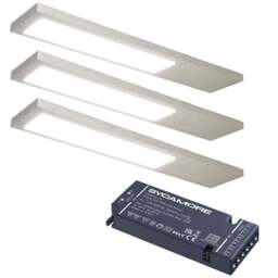 Sorrelis Zyra Aluminium Rectangle Slim 3 Cool White Light Kit - Size: 0.65 x 4 x 20cm - Silver - Wilko