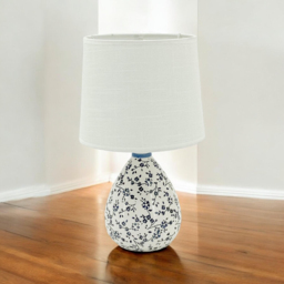 Acacia Home Fabric Shade Blue and White Flower Ceramic Lamp 37cm - Size: 36 x 18 x 18cm - Wilko - thumbnail 3