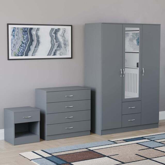 Vida Designs Riano Grey 3 Piece Bedroom Furniture Set - Wilko - image 1