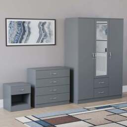 VIDA DESIGNS Riano Grey 3 Piece Bedroom Furniture Set - Wilko