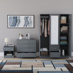 Vida Designs Riano Grey 3 Piece Bedroom Furniture Set - Wilko - thumbnail 4