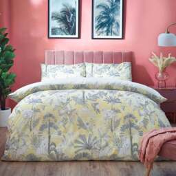 furn. Colony Palm Double Yellow Botanical Duvet Cover Set - Wilko - thumbnail 1