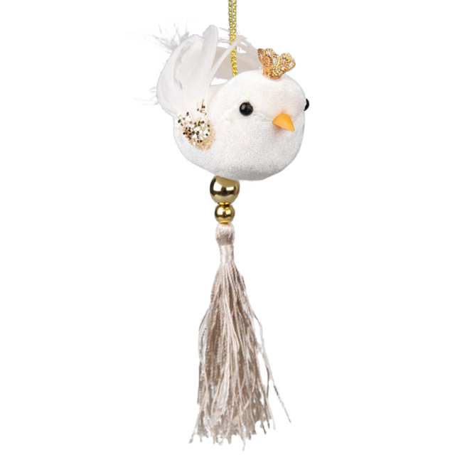 Shatchi White Robin Hanging Christmas Decoration - Size: 7 x 13 x 7cm - Wilko - image 1