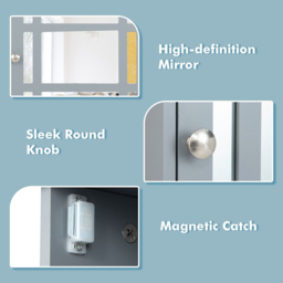Costway Grey Mirror Door Cabinet 3 Shelf - Size: 65 x 48 x 14cm - Wilko - thumbnail 6