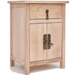 Portofino 2 Door Single Drawer Light Wood Bedside Table with Drop Handle - Wilko - thumbnail 4