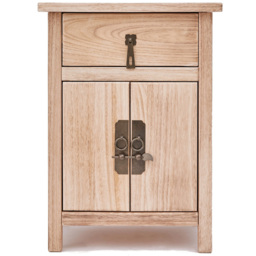 Portofino 2 Door Single Drawer Light Wood Bedside Table with Drop Handle - Wilko - thumbnail 3