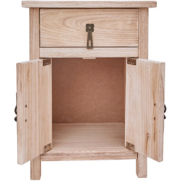 Portofino 2 Door Single Drawer Light Wood Bedside Table with Drop Handle - Wilko - thumbnail 7