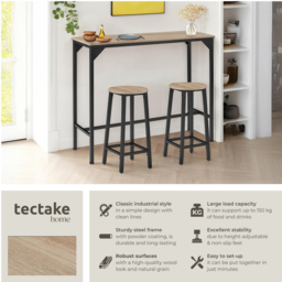 tectake Kerry 2 Seater Oak Sonoma High Dining Table - Brown - Wilko - thumbnail 7