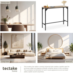 tectake Kerry 2 Seater Oak Sonoma High Dining Table - Brown - Wilko - thumbnail 6