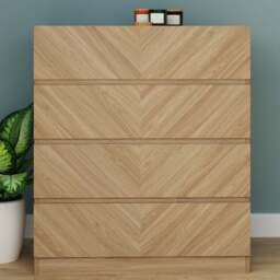 GFW Catania 4 Drawer Euro Oak Wood Chest of Drawers - Brown - Wilko