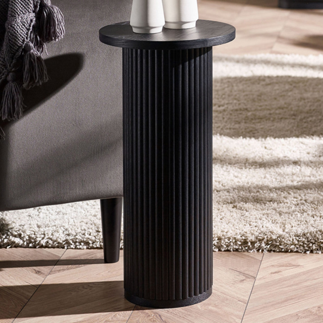 Julian Bowen Louis Black Fluted Side Table - Size: 60.5 x 30 x 30cm - Wilko - image 1