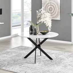 Furniturebox Arona Valera 6 Seater Round Dining Set White Gloss and Grey - Wilko - thumbnail 3