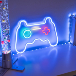 ValueLights Neon Gaming Console Wall Light - Size: 28 x 2 x 40.5cm - White - Wilko - thumbnail 3