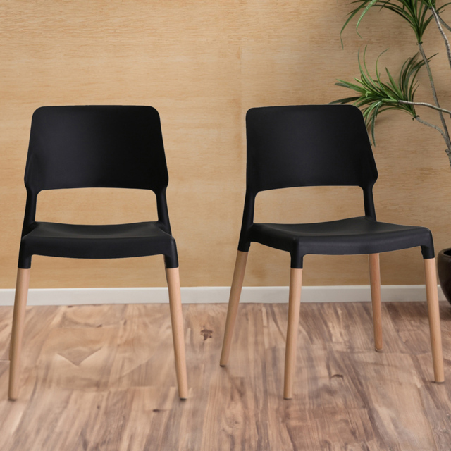 Riva Set of 2 Black Dining Chair - LPD Home - Wilko - image 1