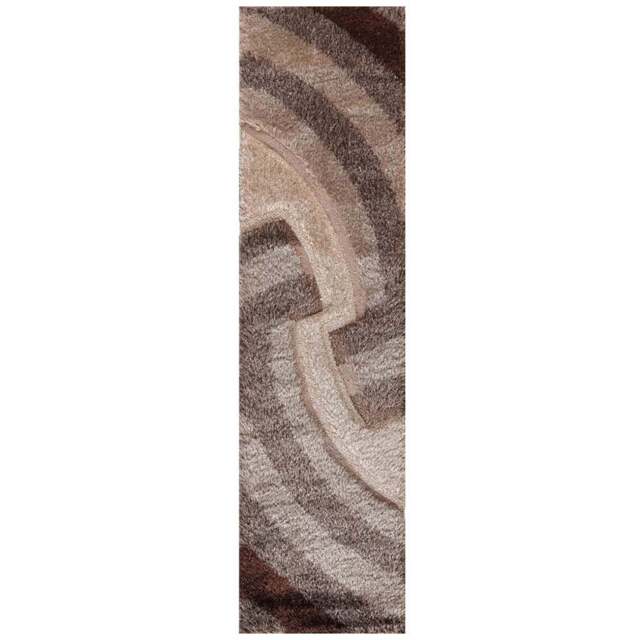 Desire Rug Modern Bronze Waves Shimmer Soft Shaggy Area Rug 60 x 220cm - Desire Rugs - Wilko - image 1