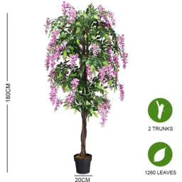 Costway Ficus Artificial Tree 6ft - Size: 185 x 21 x 20cm - Green - Wilko - thumbnail 7