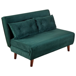 Home Source Morella 2 Seater Green Velvet Folding Sofa Bed with Pillow - Wilko - thumbnail 3