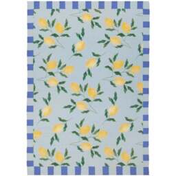 furn. Blue Lemons Printed Indoor and Outdoor Rug 120 x 120cm - Wilko - thumbnail 1