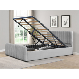 Comfy Living Double Light Grey Brushed Velvet Gas Lift Ottoman Bedframe - Wilko - thumbnail 4