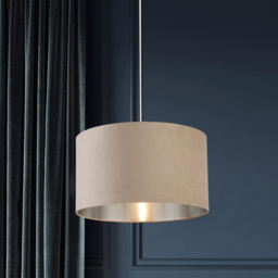 Lighting Collection Taupe Silver Inner Velvet Drum Shade 45cm - Size: 26 x 45 x 45cm - Brown - Wilko - thumbnail 3