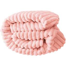 Groundlevel Extra Large Pink Stripe Super Soft Luxury Faux Fur Throw - Size: 232 x 200 x 232cm - Wilko