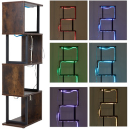 Living and Home 5 Shelf Black and Dark Wood S-Shaped Geometric Bookcase with LED Light - Brown - Wilko - thumbnail 7