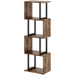 Living and Home 5 Shelf Black and Dark Wood S-Shaped Geometric Bookcase with LED Light - Brown - Wilko - thumbnail 3
