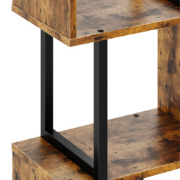 Living and Home 5 Shelf Black and Dark Wood S-Shaped Geometric Bookcase with LED Light - Brown - Wilko - thumbnail 5