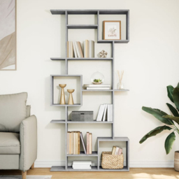 vidaXL 9 Shelf Concrete Grey Bookcase - Size: 188 x 29 x 92cm - Wilko