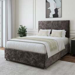 Bedmaster Double Charcoal Chenille 4 Drawer Divan Base with Valencia Headboard - Grey - Wilko - thumbnail 1