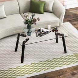 Costway Tempered Glass Coffee Table with Metal Legs - Size: 122 x 69 x 9cm - Black - Wilko - thumbnail 4