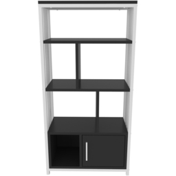 Decorotika Valero Single Door 7 Shelf White and Anthracite Bookcase - Size: 120 x 60 x 29.6cm - Multi - Wilko - thumbnail 4