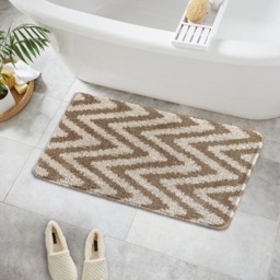 Velosso Chevron Stripe Beige Bath Mat Set - Brown - Wilko - thumbnail 7